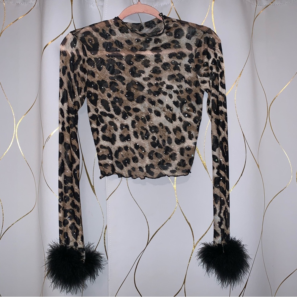 Mesh rhinestone crop top